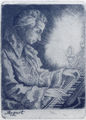 Fotis Mastichiadis, Mozart, 1991, etching, eau forte
