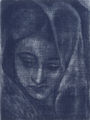 Fotis Mastichiadis, Greco-Magdalena, 1990, lithograph, maniere noire
