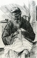 Χρίστος Δαγκλής, Μούδρος Λήμνου, παπάς εξόριστος απ΄την περιοχή της Άρτας, 1948, κραγιόνι, 27,5 x 18 εκ.