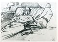 Χρίστος Δαγκλής, Ύπνος μετά την αγκαρία, Μακρονήσι, 1949, μελάνι, 16,7 x 22,7 εκ.