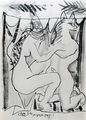 Giorgos Nikolakopoulos, Erotic, 1984, India ink, egg, 24 x 34 cm