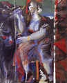 Γιώργος Νικολακόπουλος, Ο κόσμος της νύχτας, 1989,  ακρυλικό και πλαστικό, 85 x 70 εκ.