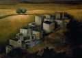 Dafni Angelidou, Landscape at noon, 1991, acrylics, 100 x 140 cm