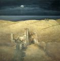 Dafni Angelidou, Night landscape, 1994, acrylics, 80 x 80 cm