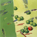 Γιώργος Γκολφίνος, Πράσινα μήλα, 2000, μικτή τεχνική σε ξύλο, 100 x 100 εκ.