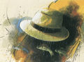 Γιώργος Γκολφίνος, Καπέλο στη βροχή, 1995, μικτή τεχνική σε πανί, χαρτί και ξύλο, 50 x 70 εκ.