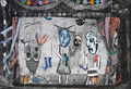 Χριστόφορος Κατσαδιώτης, Θεατρικό, 2015, οξυγραφία, ραμμένο κολάζ, 20,5 x 29,2 εκ.