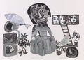 Χριστόφορος Κατσαδιώτης, Χωρίς τα χάπια βλέπω εφιάλτες, 2015, οξυγραφία, ραμμένο κολάζ, 46 x 66,5 εκ.