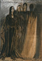Γιώργος Ζιάκας, Σοφοκλής ΗΛΕΚΤΡΑ, Αμφι-Θέατρο, 1991, μακέτα για τα κοστούμια, νερομπογιά σε χαρτόνι, 58 x 32 εκ.