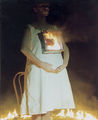 Leda Papaconstantinou, Burning, 1985, performance