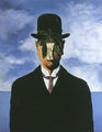 Δημοσθένης Σκουλάκης, Παραλλαγή στο έργο του Magritte "Ο χαμένος πόλεμος", 1998,  λάδι σε μουσαμά, 150 x 120 εκ.