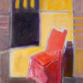 Maria Ziaka, Red chair, 2005, oil, 50 x 50 cm