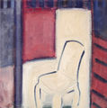 Maria Ziaka, Chair on white, 2005, oil, 50 x 50 cm