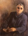 Koula Bekiari, Portrait of Anna Bekiari (Lady with book), 1949-50/60, oil on canvas, 86 x 69 cm