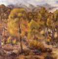 Koula Bekiari, Attic landscape, 1956, oil on canvas, 73 x 72 cm