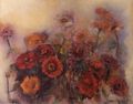Koula Bekiari, Flowers, oil on wood, 36 x 47 cm