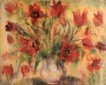 Koula Bekiari, Flowers, oil on paper, 37 x 48 cm