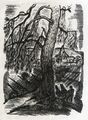 Koula Bekiari, Landscape - Plowing, 1948, woodcut, 20.5 x 15 cm