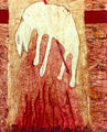 Νίκος Μιχαλιτσιάνος, Στην πυρά, 1989, λάδι σε καμβά, 160 x 130 εκ.