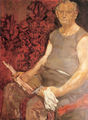 Tassos Missouras, My father as a painter, 1985, oil on canvas, 100 x 70 cm