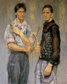 Τάσος Μισούρας, Διπλό πορτρέτο των Δ.Π. και Γ.Α., 1984-85, λάδι σε καμβά, 100 x 70 εκ.