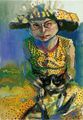 Tassos Missouras, Fond of cats, 1995, oil on canvas, 61 x 41 cm