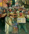 Tassos Missouras, Albanian newspaper seller, German nurse, nun and butcher, 1994, oil on canvas, 190 x 160 cm