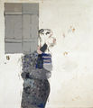 Dimosthenis Kokkinidis, Mother and child, 1968-69, acrylics on fabric, 159.5 x 140.5 cm