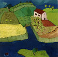 Christos Kechagioglou, Lake, 2000, acrylics and pencils on canvas, 50 x 50 cm