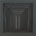 Dimitris Tragkas, Black Boxes, 1998, tar paper, 52 x 52 x 17 cm