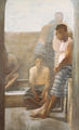 Marilitsa Vlachaki, Men΄s Turkish bath, 1992, egg tempera on paper, 130 x 78 cm