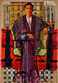 Βασίλης Καρακατσάνης, Carpets 2, Mr. Angel Azzanz΄s portrait at his office in Barcelona, Spain, 2016, ακρυλικό, γκουάς και λάδι σε καμβά, 140 x 100 εκ.