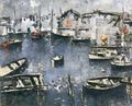 Jannis Spyropoulos, The harbour of Venetia, 1951, oil on paper, 48 x 58 cm