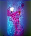 Έφη Χαλυβοπούλου, Tissues IV, 2002, εγκατάσταση, ακρυλικό ρετσίνι, ακρυλικό χρώμα, φωτογραφίες, φως, καλώδια, 240 x 110 x 60 εκ.