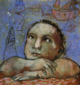 Maria Giannakaki, Young boy, 1991, mixed media on silk, 30 x 28 cm