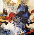 Maria Giannakaki, At the store..., 2000, mixed media on paper, 80 x 80 cm