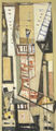 Jannis Spyropoulos, Stairs, 1955, oil on hardboard, 100 x 45 cm