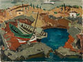 Γιάννης Σπυρόπουλος, Βάρκες στην  ακρογιαλιά, 1948, λάδι σε μουσαμά, 60 x 80 εκ.