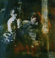 Nikos Kessanlis, The couple, photo-anamorphosis on canvas and acrylic, 150 x 150 cm