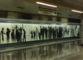 Nikos Kessanlis, The queue, 1999-2000, mec art, sensitized canvas, 2 x 21 m, Omonia metro station