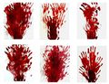 Lizzie Calligas, Red Hands, 2001, 6 works, acrylic on paper, 50 x 40 cm each