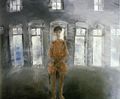 Χρόνης Μπότσογλου, Η Ελένη στο χώρο του λιοτριβιού (ανοιχτά παράθυρα), 1983, λάδι σε μουσαμά, 180 x 200 εκ.