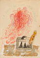 Αλέξης Ακριθάκης, La suicide sur ma valise, 1971, μικτή τεχνική, 70 x 50 εκ.