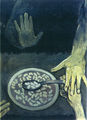 Γιάννης Παπαγιάννης, Απαγορεύονται τα όσπρια, ενότητα "Οι απαγορεύσεις του Πυθαγόρα", 1996, λάδι σε μουσαμά, 75 x 52 εκ.