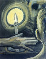 Γιάννης Παπαγιάννης, Μην καθρεπτίζεσαι δίπλα από κερί, ενότητα "Οι απαγορεύσεις του Πυθαγόρα", 1996, λάδι σε μουσαμά, 70 x 50 εκ.