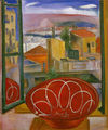 Spyros Vassiliou, Ceramic in front of an open window, 1950, oil on canvas, 72 x 60 cm