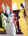 Elias Dekoulakos, Young people, 1967, acrylic and oil on canvas, 162 x 130 cm
