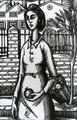 Vasso Katraki, The girl with the pomegranate, 1944, woodcut for book illistration. 13 x 9 cm