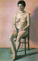 Lefteris Kanakakis, Nude on a chair, 1983, oil, 116 x 73 cm