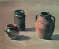 Lefteris Kanakakis, Pitchers, 1982, oil, 70 x 60 cm